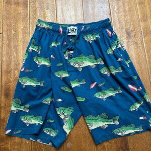 Lazy One Men's Pajama Shorts, Bass, Medium, 100% Cotton, 32-34 Waist